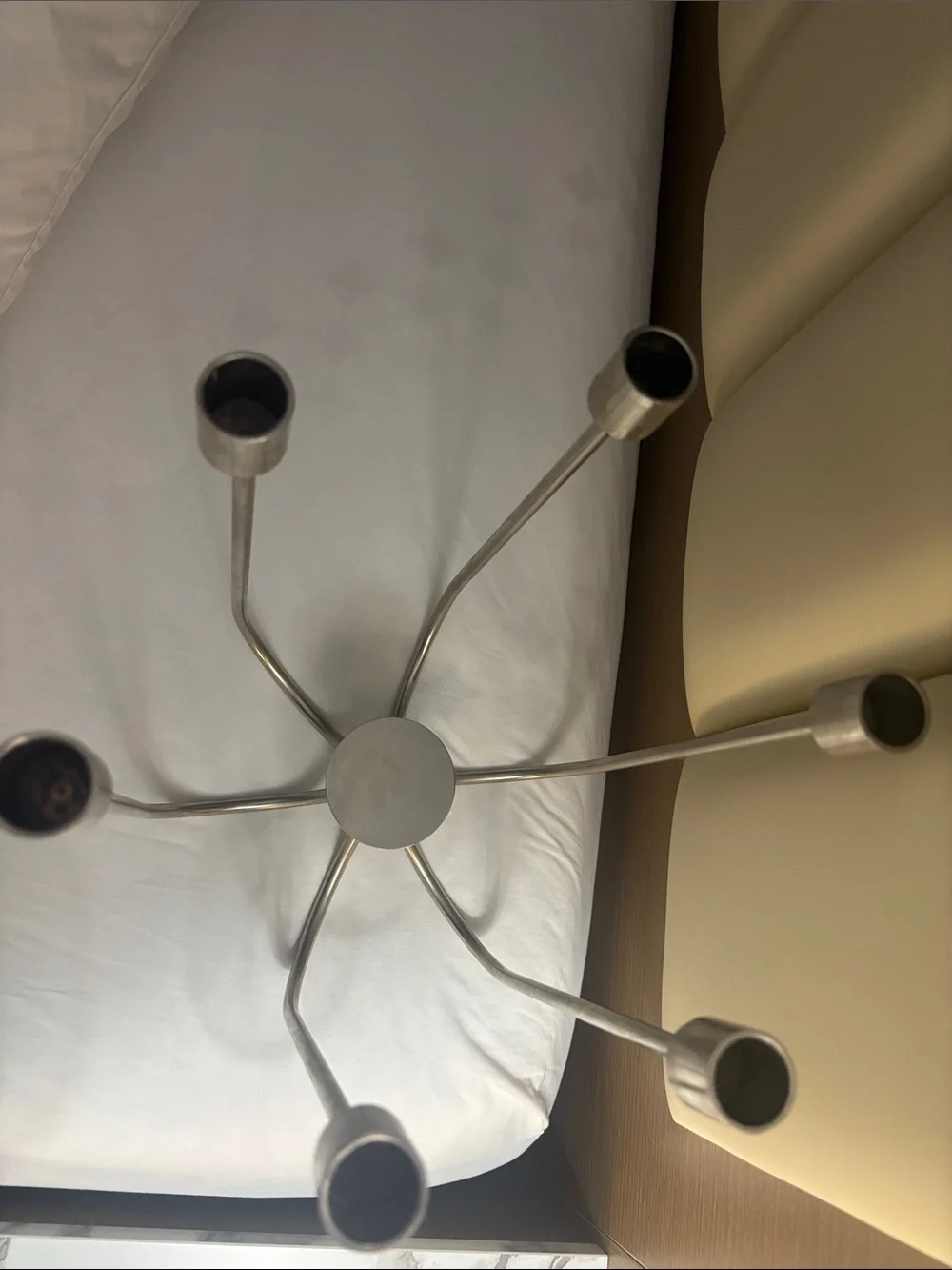 Modern Silver Metal Candelabra - 6-Arm Decorative Candle Holder